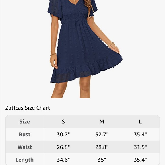 Navy Blue Smocked Ruffle Dress - Picture 5 of 5